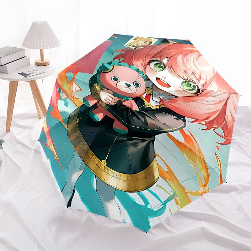 

1pc Anime Character Inspired Outdoor Umbrella - Automatic Opening/Closing, Portable 3-Fold Design with 8-Bone Iron Frame, Perfect Gift for Fans, Trave