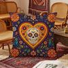 Vibrant Day Of The Dead Art Cushion Cover Bedroom Sofa Decorative Home Car Portable Cushion Cover With Zipper Soft Pillowcase