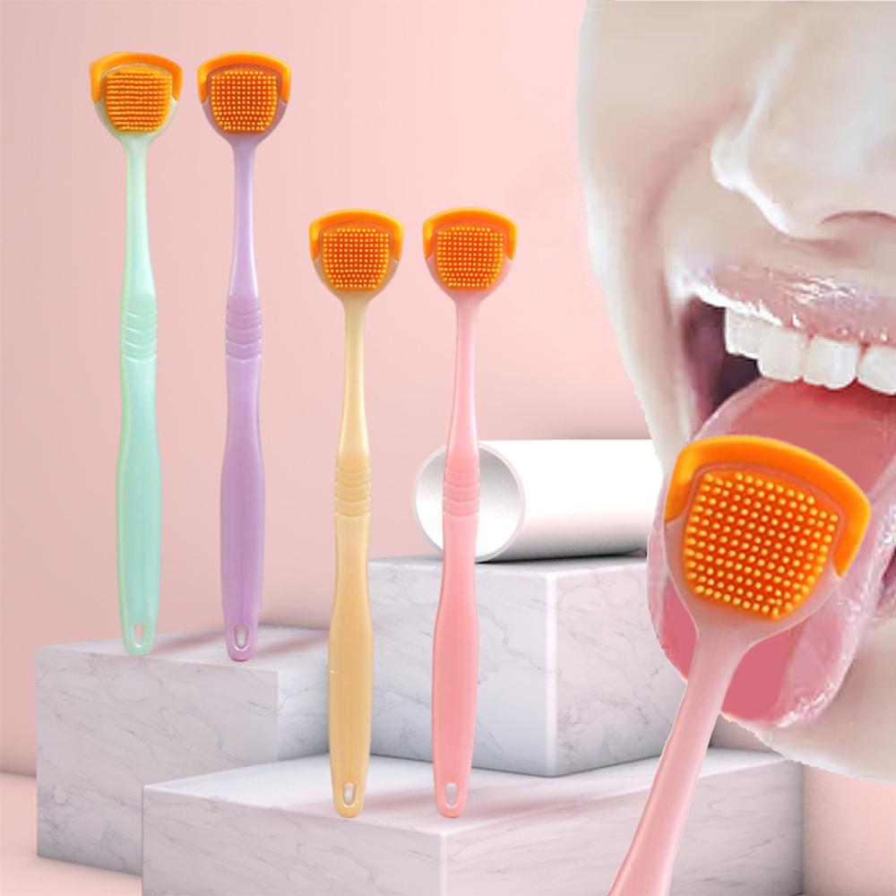 Silicone Tongue Cleaning Brush Random Color Tongue Brush For Oral Care Portable Tongue Cleaner Fresh Breath Mouth Cleaning Tool