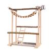 Bird Swing, Parrots Cage Toy, Wooden Swing with Toy Tray Feeding Cups Training for Small Size Birds Parrots