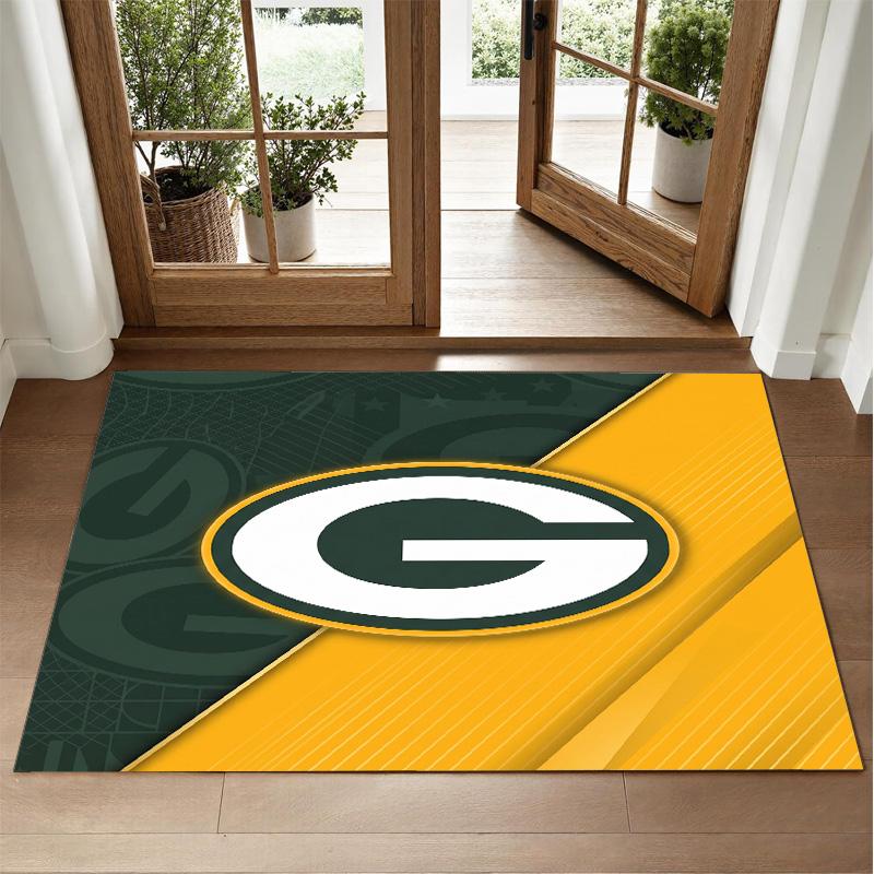 Green Bay Packers Design Crystal Velvet Rug Soft Decorative Mat for Bedroom Entrance