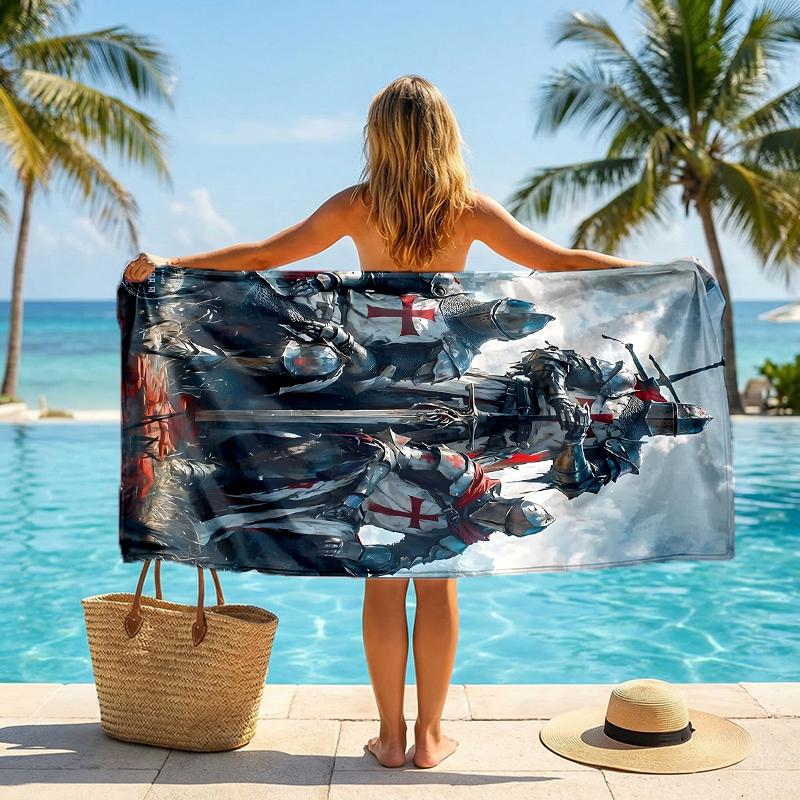 Cross Templars Knight Fashion Beach Towel: Ideal for Summer Adventures Soft, absorbent and quick drying suitable for swimming and bathing
