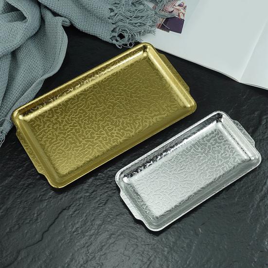 Japanese Retro Food Plate Stainless Steel Serving Tray Food Grade Safe Rectangular Plate Kitchen Dining Dish for Sushi Dessert
