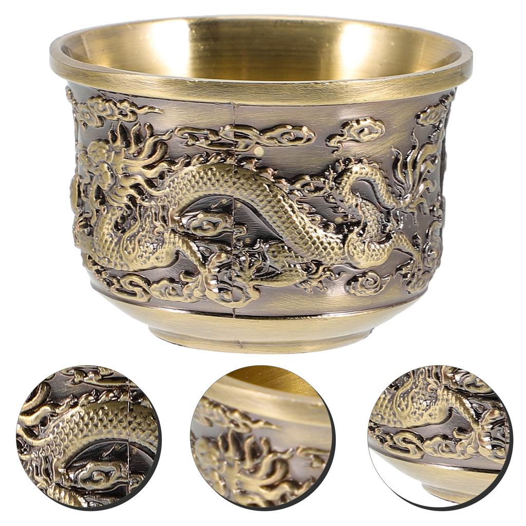 Dragon and Safe to Use Alloy Drink Pattern Tea Reusable Vintage Teacup Zinc Cocktail