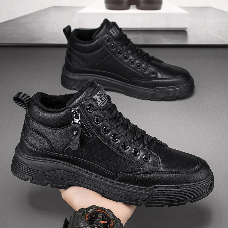Martin boots autumn and winter new sports microfiber surface warm side zipper low-top retro men's boots