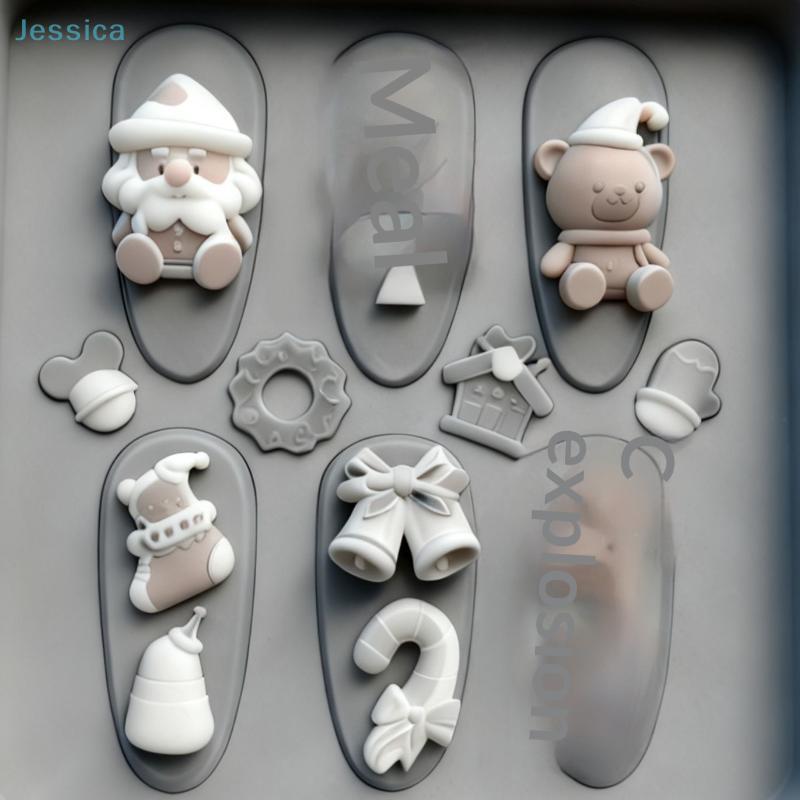 Christmas Series 3D Silicone Nail Art Molds Santa Claus Bear Snowflake Design DIY Transparent Manicure Decoration Templates