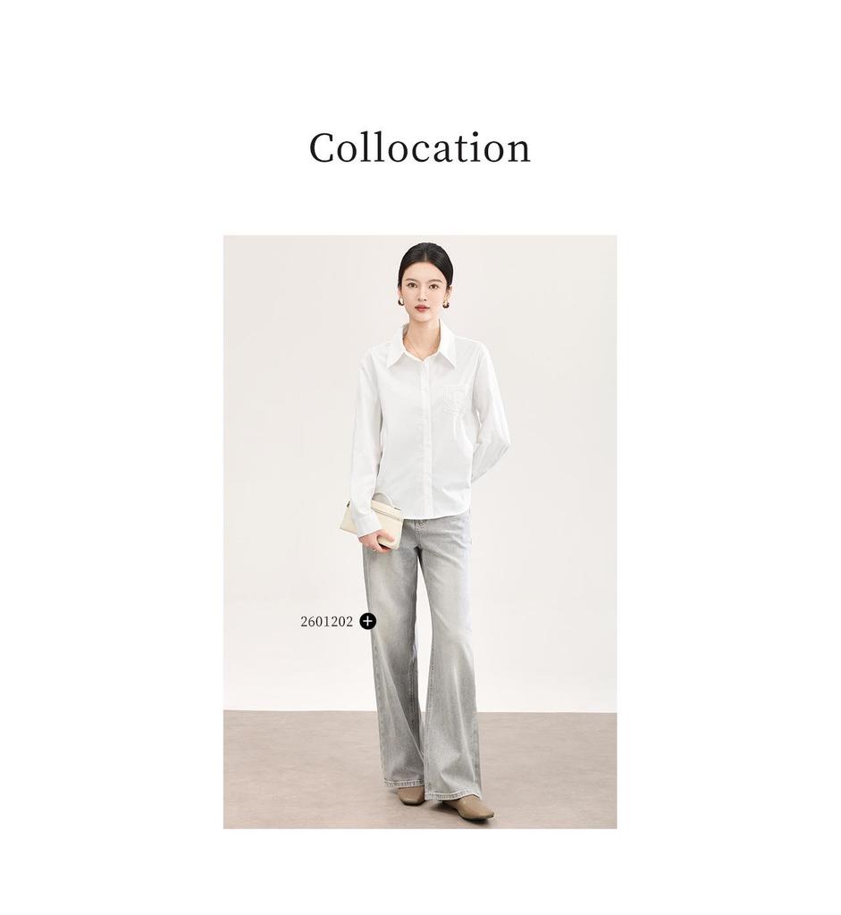 Women's Early Spring Loose Casual Lace Cotton Shirt with Bamboo Joint Design