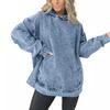 Women's Casual Pullover Denim Jacket Vintage Distressed Jean Hoodie Jacket Tops