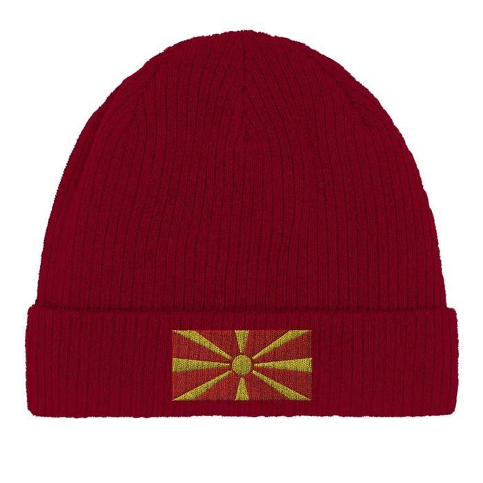 Bonnet Drapeau Macédoine du Nord en Rouge