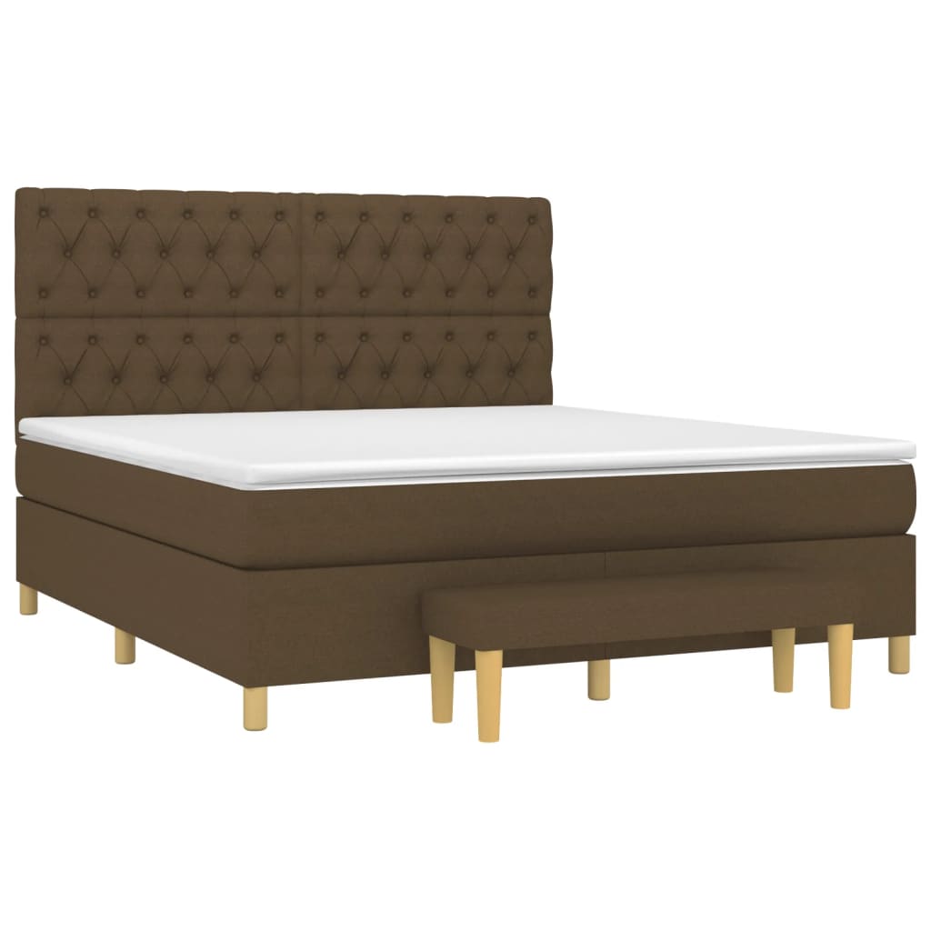 Box Spring Bed with Mattress Dark Brown 160 x 200 cm Fabric