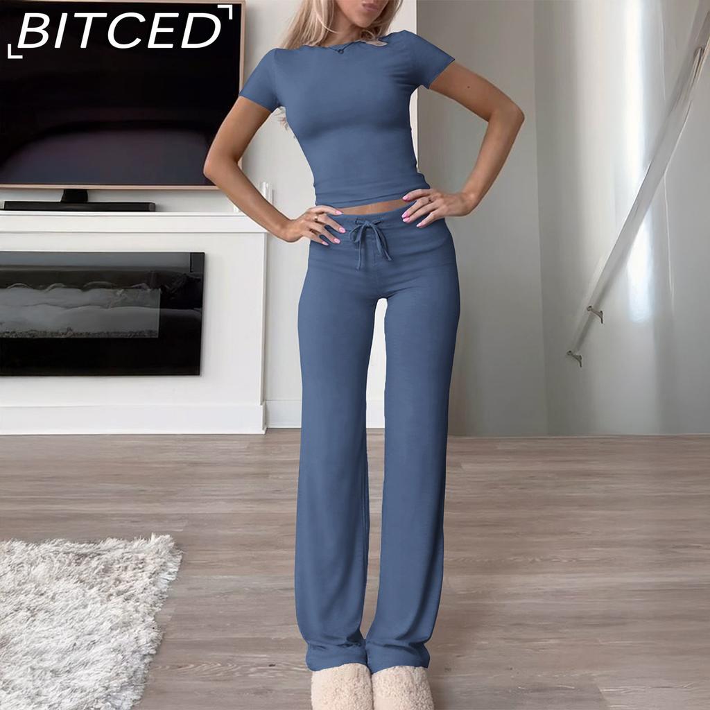 BITCED Women's Autumn/Winter Elegant Solid-Colour O-Neck Urban Casual Fashion Set