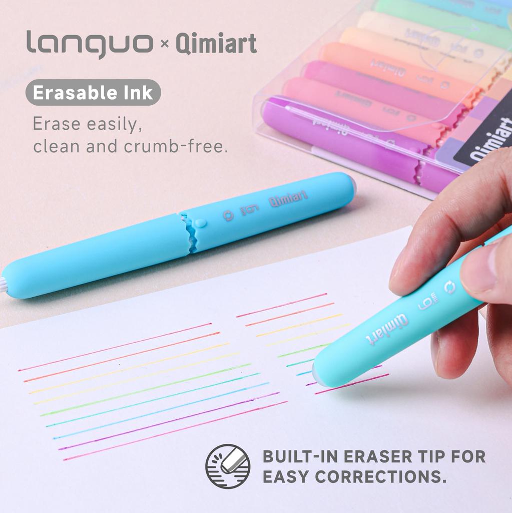 LANGUO 45/9 Colors Erasable Gel Pen 0.6mm Fine Point Erasable Pens Twist Smooth Writing Drawing Painting School Office Supplies