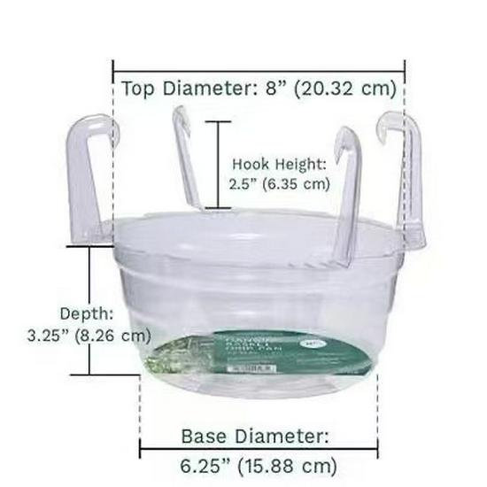 Large Transparent Green Hanging Plant Basket with Base Tray