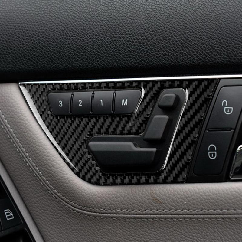 2Pcs Black Carbon Fiber Car Inner Door Panel Cover Trim Fit for Mercedes Benz C Class W204 2013 2012 2011 2010 2009 2008 2007