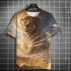 Animal Men's T-shirt 3d Tiger Print Men's Tops Casual Short Sleeve Simple T-shirt Summer Round Neck T-shirt Men's Ultra Clothing