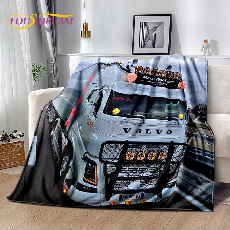 Volvo Truck Lorry 3D Printing Soft Flannel Blanket for Beds Bedroom Sofa Picnic,Throw Blanket for Cover Outdoor Leisure Nap Gift
