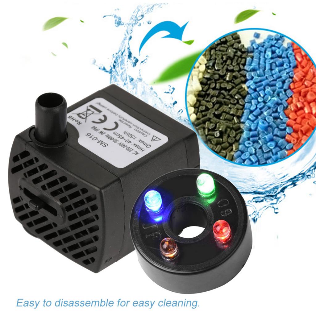 2W   Quiet Submersible   with LED Light Fish Pond Aquarium   Fountain