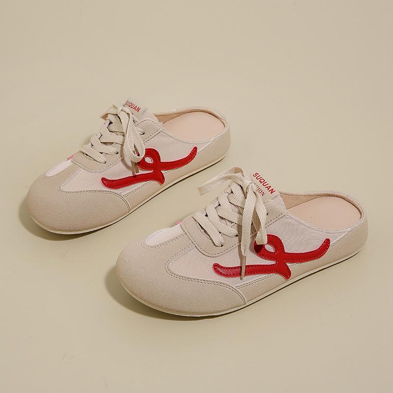 Spring New Flat Slippers Female Student Non-slip Board Shoes Casual Half Slippers