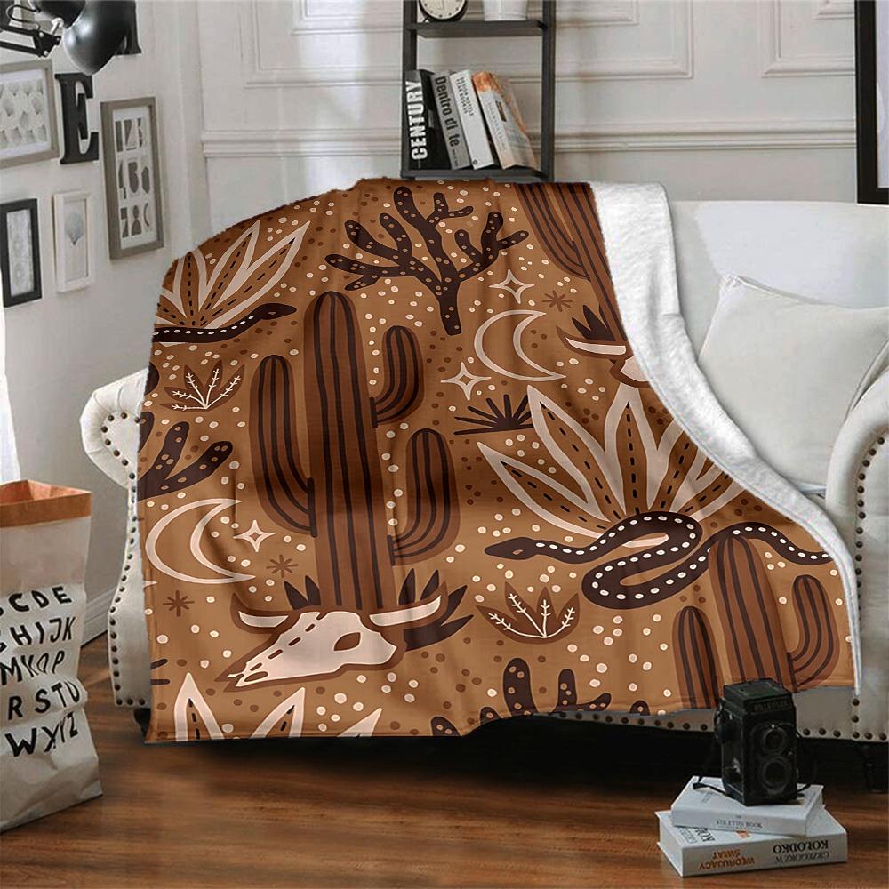 1pc Desert Wildlife Print Blanket   Lightweight Flannel Throw Blanket For Sofa, Bed, Living Room, Office, Outdoor Travel, Camping
