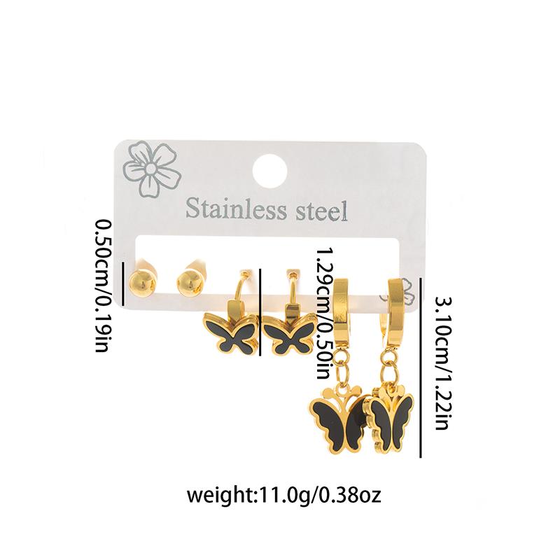 Stainless Steel Butterfly Heart Star Round Earrings For Women Fashion Simple Daily Jewelry Gifts Wholesale