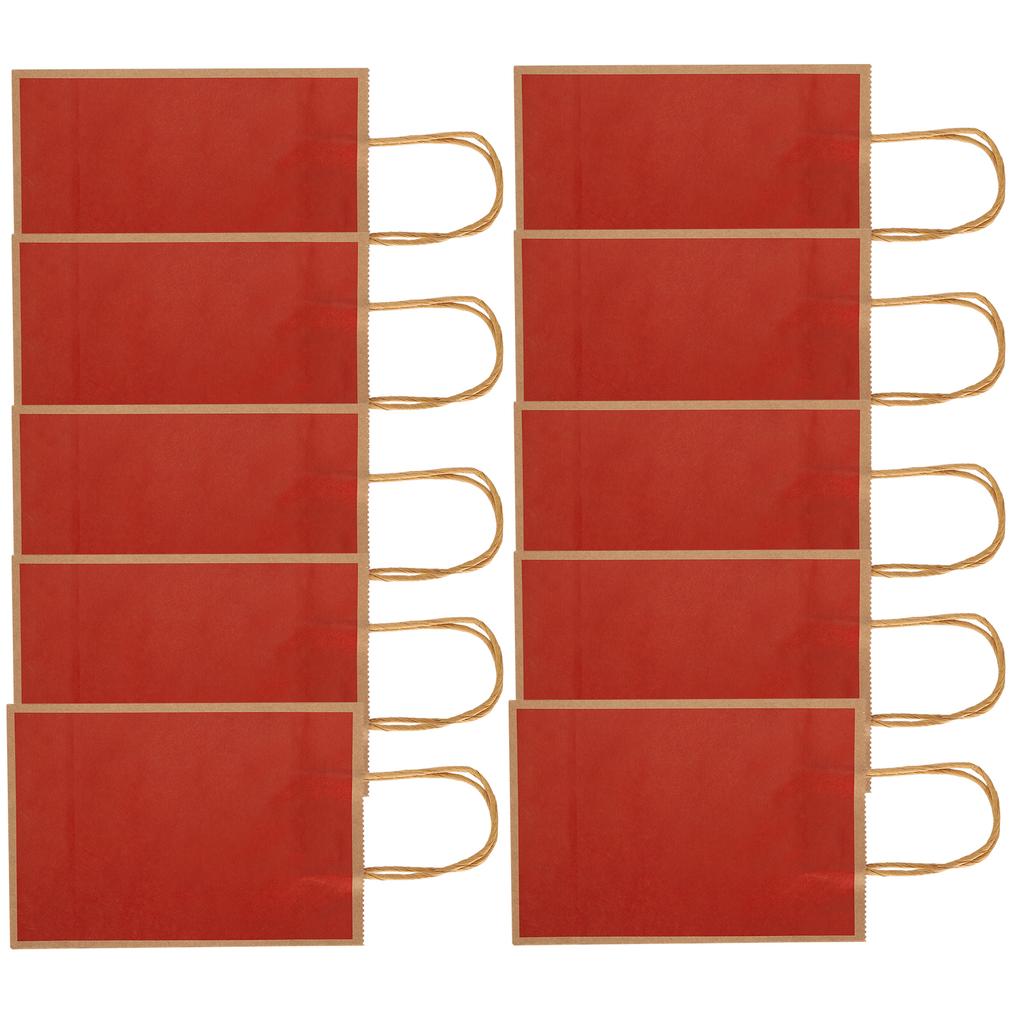 10Pcs Kraft Paper Bag Snacks Shopping Present Gift Bags With Handles for Wedding