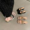 With Skirt One-word High Heels Silver Sandals Fairy Shoes Summer Thick Heel Versatile Black Cool Slippers