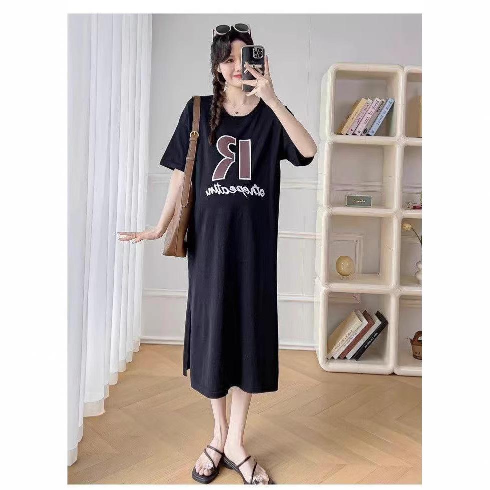 Lazy Wind Short-sleeved T-shirt Dress Women's 2026 New Summer Dress Large Size Medium and Long Knee Skirt Summer Long Dress