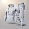 Herren Buchstabendruck Kapuzen-Trainingsanzug Langarm Pullover Sweatshirt Kordelzug Laufhose Winter Freizeit Sportbekleidung