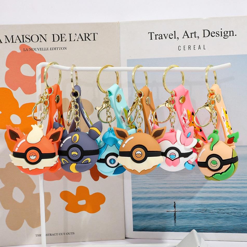 New Pokémon Figures Eevee Cartoon Keychain Cute Elf Ball Doll Male Female couple Backpack Pendant Accessorie Decoration Toy Gift