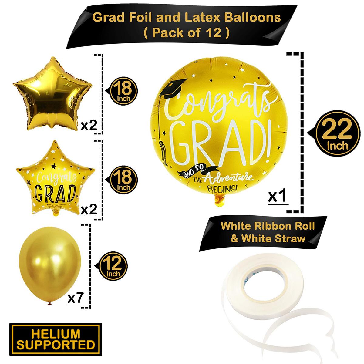 

13 шт. золотые поздравительные шары для выпускников, круглые воздушные шары из фольги со звездами, выпускные украшения, класс 2024 г.