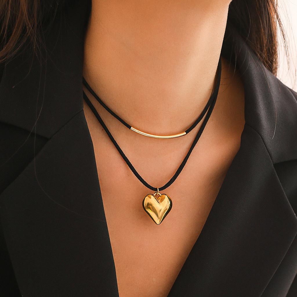 Trend Großer Herzanhänger Halskette für Damen Elegante Mehrschichtige Seilkette Ccb Charm Halskette Schmuck Am Hals Halsband Party Geschenke