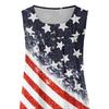 Women Vest Round Neck Buttons Half Placket Sleeveless Tank Tops US Flag Pattern Flowy Hem