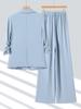 Women's Elegant Wrinkled Seven-Sleeve Blazer Suit with Wide-Leg Pants - Thin Style 2026 Spring/Summer Collection