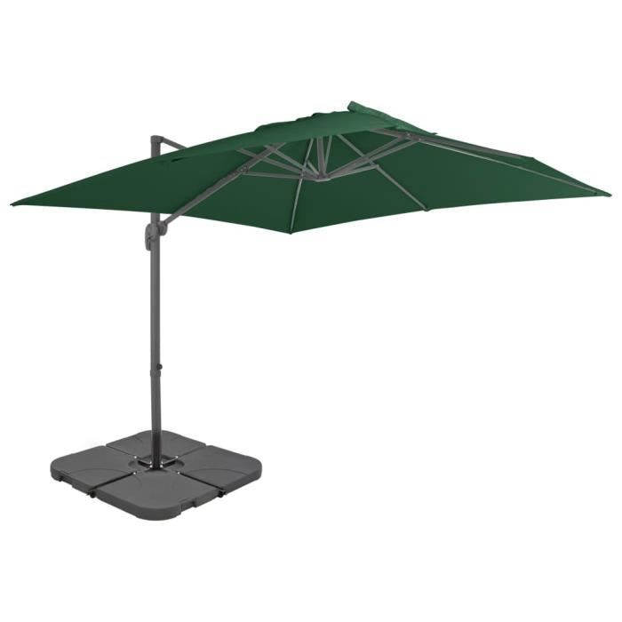 Parasol - vidaXL - Vert - Aluminium - Housse résistante aux UV - Base portable