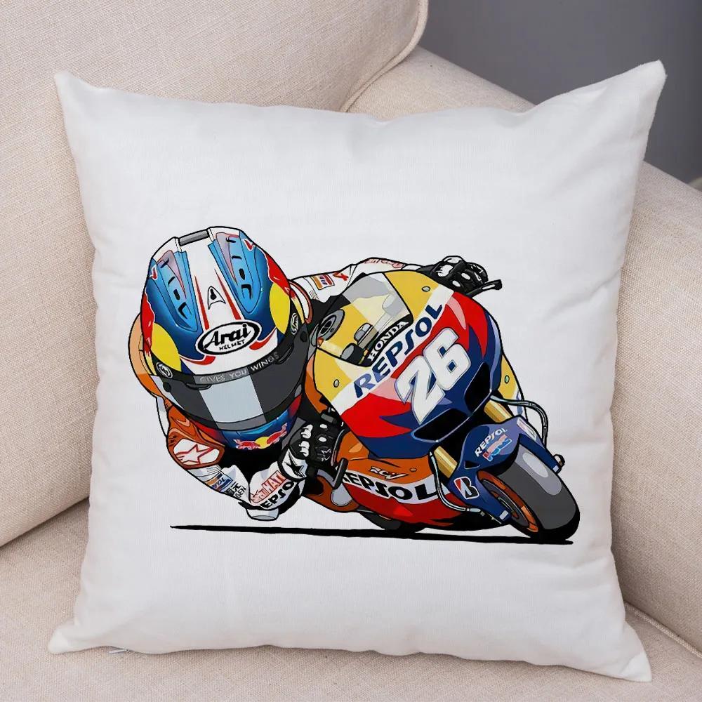Cartoon Sport Motorcycle Cushion Cover Super Soft Short Plush Mobile Bike Pillow Covers Pillow Case For Sofa Home Car Pillowcase