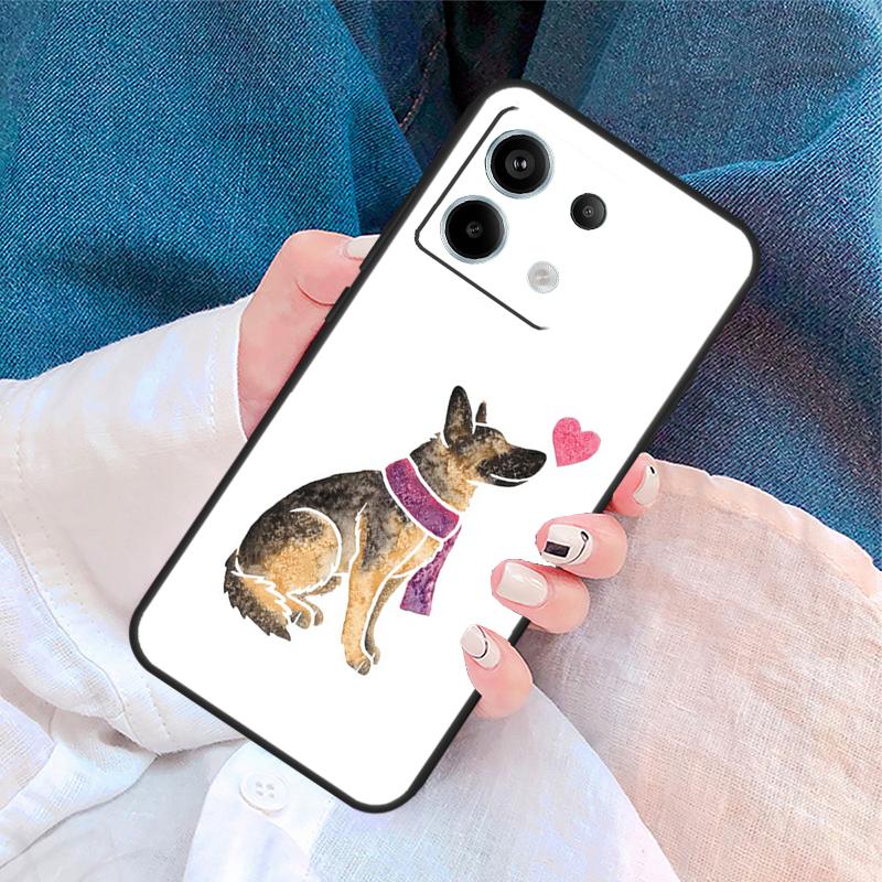 Cartoon German Shepherd Dog Cover For Xiaomi Redmi Note 13 14 Pro 12 11 9 10 9S 10S 11S 12S Redmi 14C 10C 12C 13C Case