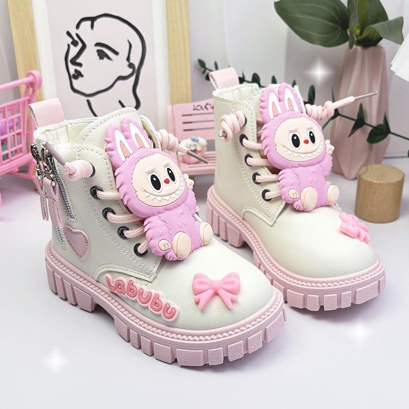 

Cool Leather Boots for Girls in Autumn and Winter, Fashionable Princess Ankle Boots for Children 35