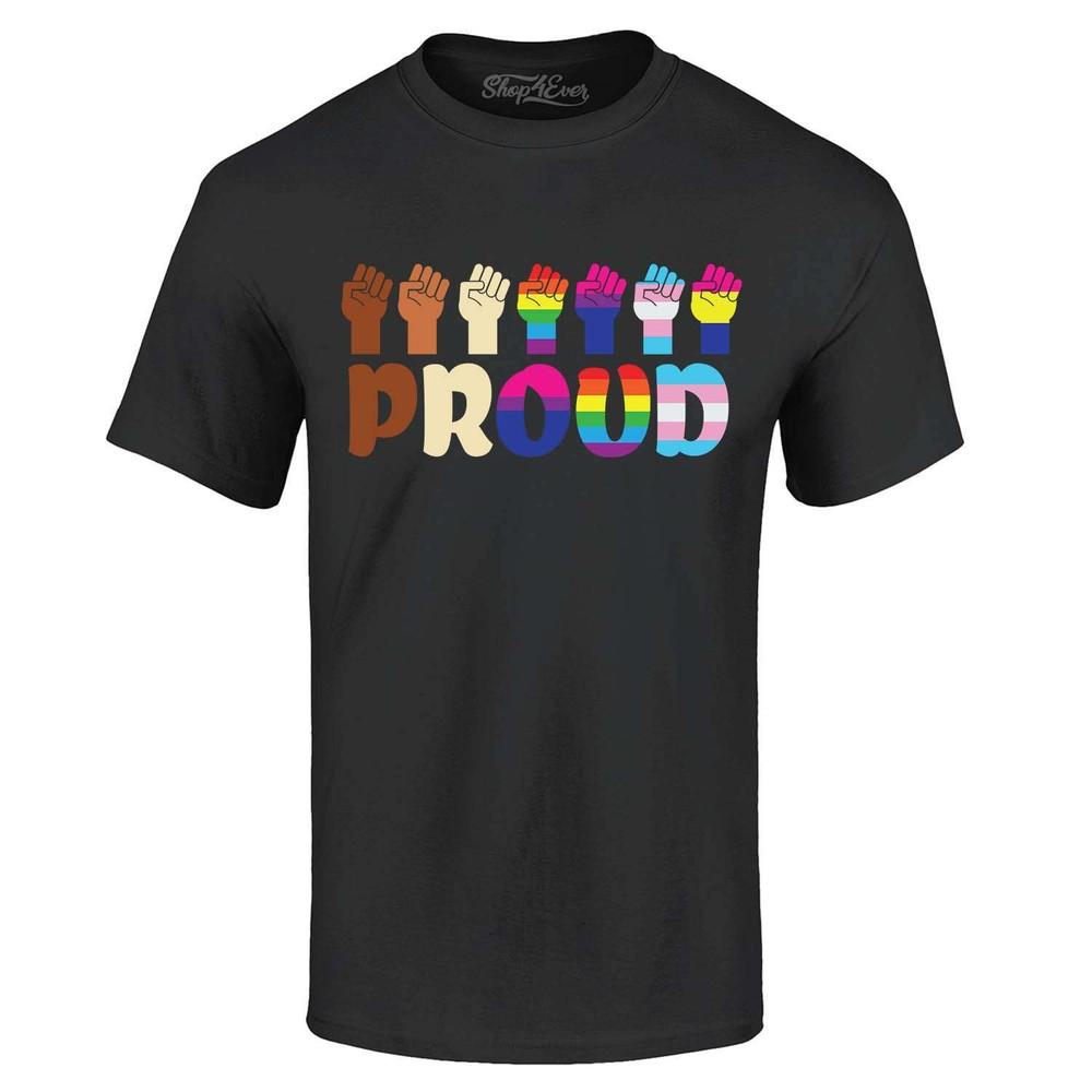 

Proud Fists Rainbow Gay LGBTQ Diversity T-shirt Pride Shirts 4XL