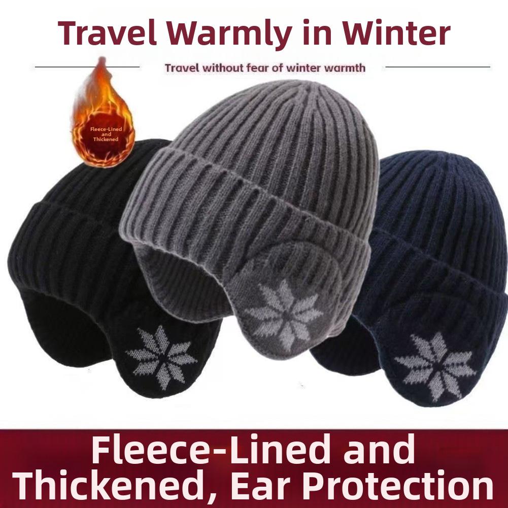 Cold Weather Protection Knitted Hat Windproof Earmuffs Winter Pullover Hat