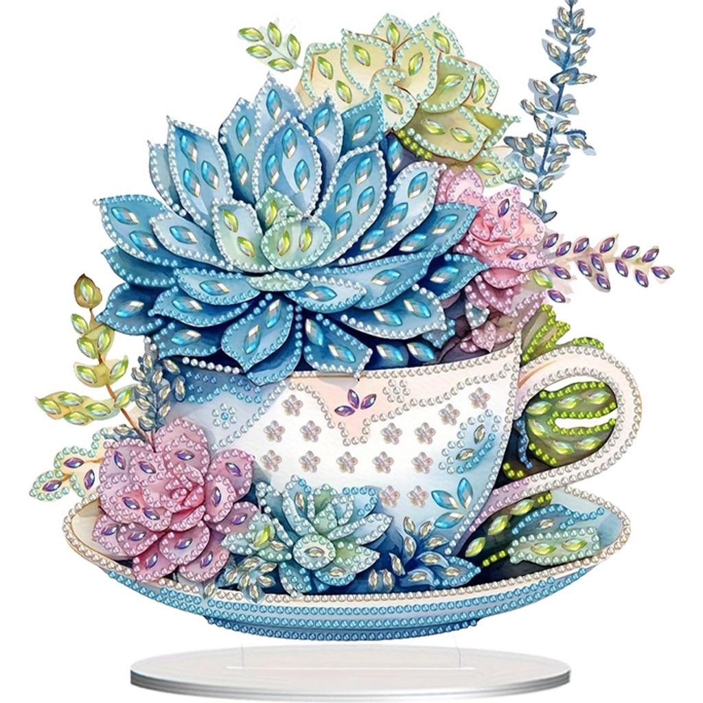 2D Flat DIY Table Top Diamond Painting Ornament Kits 5D DIY Diamond Art Tabletop Decorations for Home Office Desktop Decor