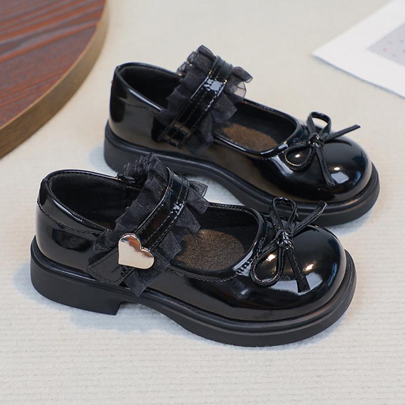 Girls' Pearl Lace Leather Mary Janes - Non-slip Soft Sole Princess Shoes for Spring/Autumn