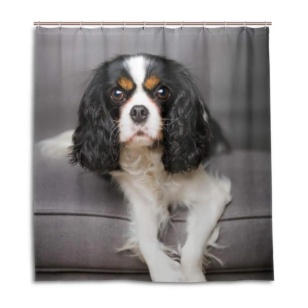 Cavalier King Charles Spaniel Hunde Duschvorhang Wasserdicht Polyester Stoff Badezimmer Duschvorhänge Badezimmer Dekoration Mit Haken