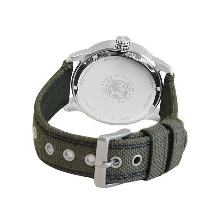 CITIZEN BM8470-11E Eco-Drive Solar Khaki Green Canvas & Leather Band Men's Watch, Japan Exclusive