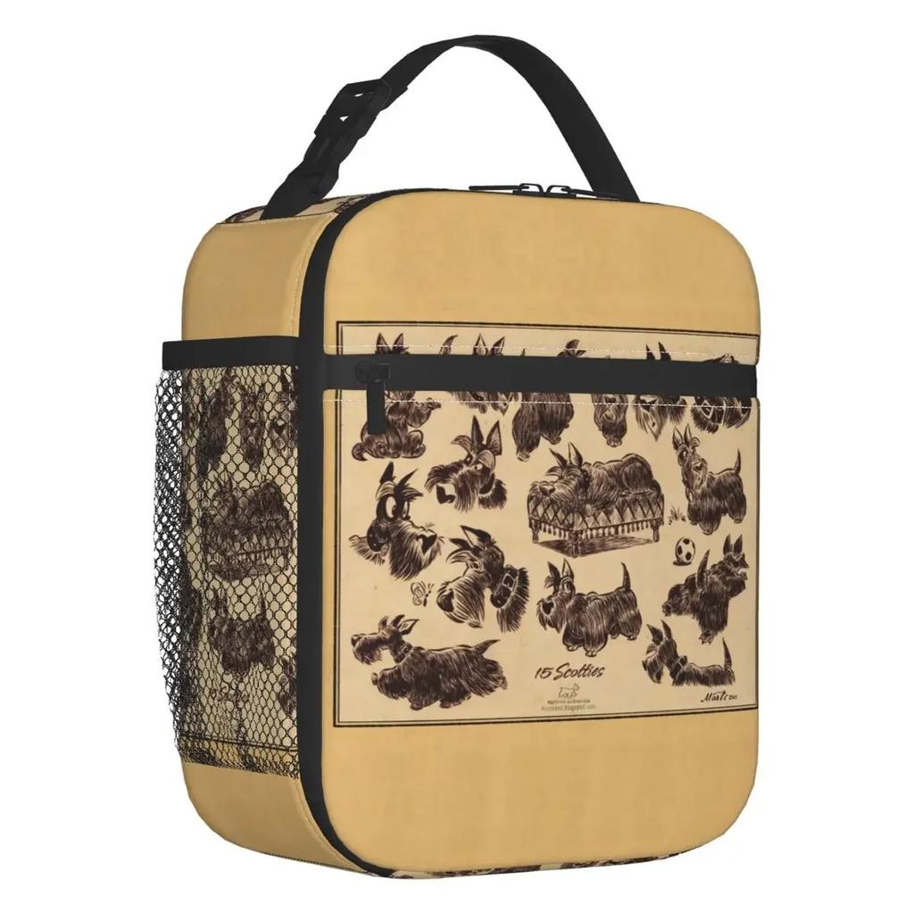 Vintage Scottish Terrier Dog Insulated Lunch Bag for Work School Scottie Pet Lover Leakproof Cooler Thermal Lunch Box Women Kids
