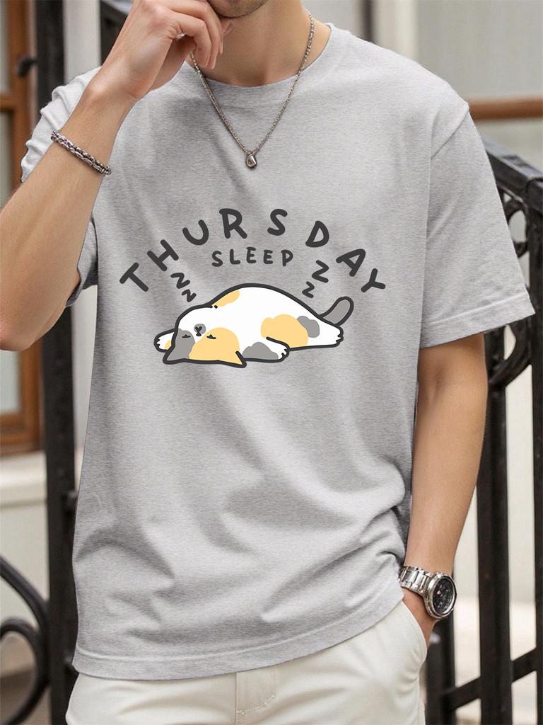 Tuesday Sleep Cat Printed TShirts Womens Cotton Summer Tops Comfortable Loose ONeck Short Sleeve T Shirt Casual Womans Clothes
