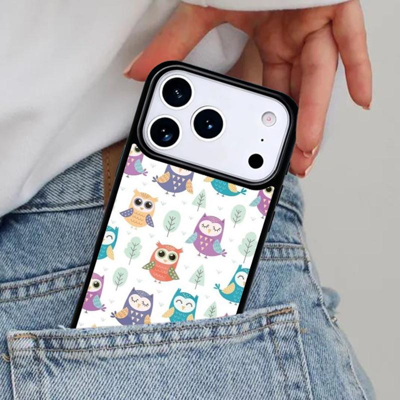 Cartoon Owl Collage Phone Case for iPhone 16e 15 14 13 12 17 Pro Max Plus Air 17pro Cover Coque