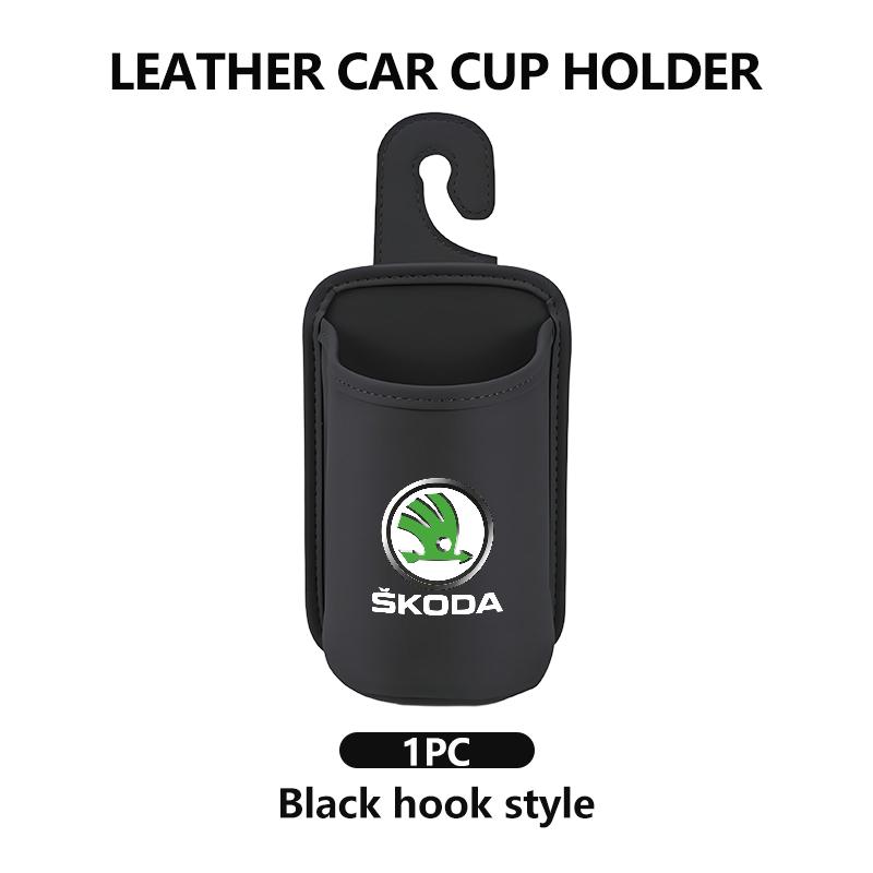 Für Skoda Leder Auto Wasserbecherhalter Innen Getränkehalter Organizer Zubehör Fabia 1 2 Octavia a7 RS Superb Rapid Yeti Karoq