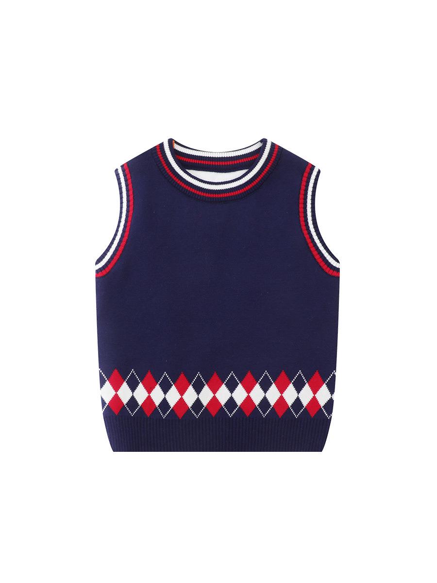 

2025 Мальчики мультяшный вязаный свитер жилет - Корейский университетский стиль для весны и осени 120 cm