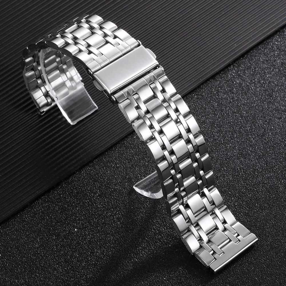 

20mm 22mm High Quality Polished Stainless Steel Watch Band Straps Wristband Bracelet with Tools for Seiko for Omega for Huawei 20mm срібний