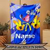 Custom Name Personalized Huggy Wuggy Print Blanket, Home Decor, Bedroom, Sofa, Camping, Couch, Gifts for Birthday Christmas